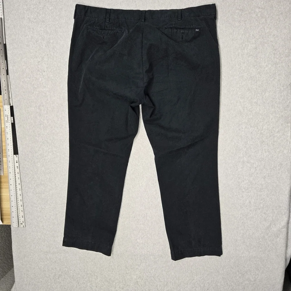 Polo Ralph Lauren Men Pants 42B-30 BIG Black Chino Twill Button Zipper Classic